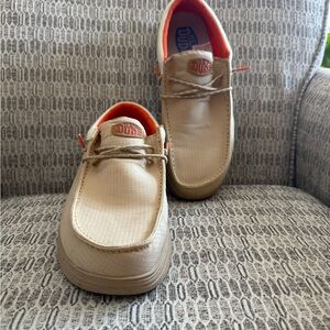 Hey Dude Men's Beige and Orange Slip-On Loafers